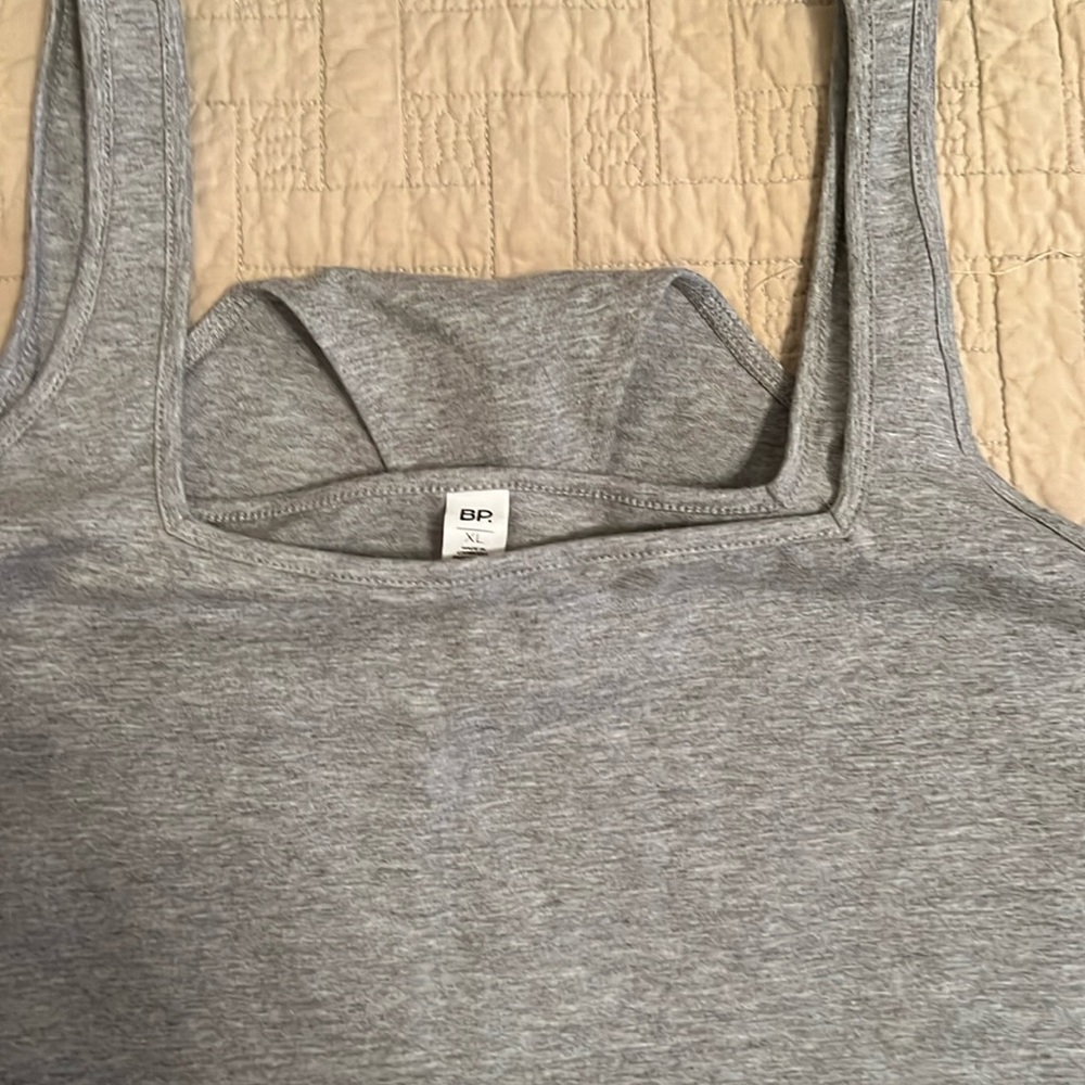 BP Gray Tank Body Suit SQUARE NECK XL